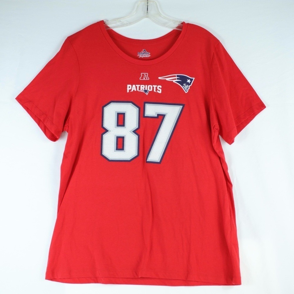 Majestic NFL New England Patriots Red Gronkowski T Shirt Womens Size XXL